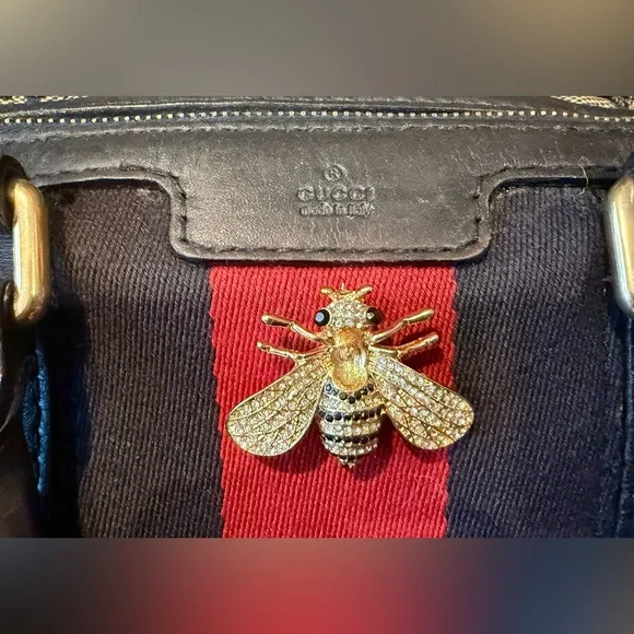 Classic Vintage Gucci Sherry Line Speedy Boston Navy Blue Bag - Picture 4 of 13